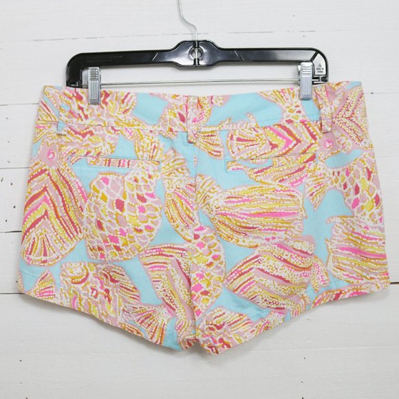Lilly Pulitzer Walsh Shorts Blue Pink Fish Size 10 - Picture 3 of 5